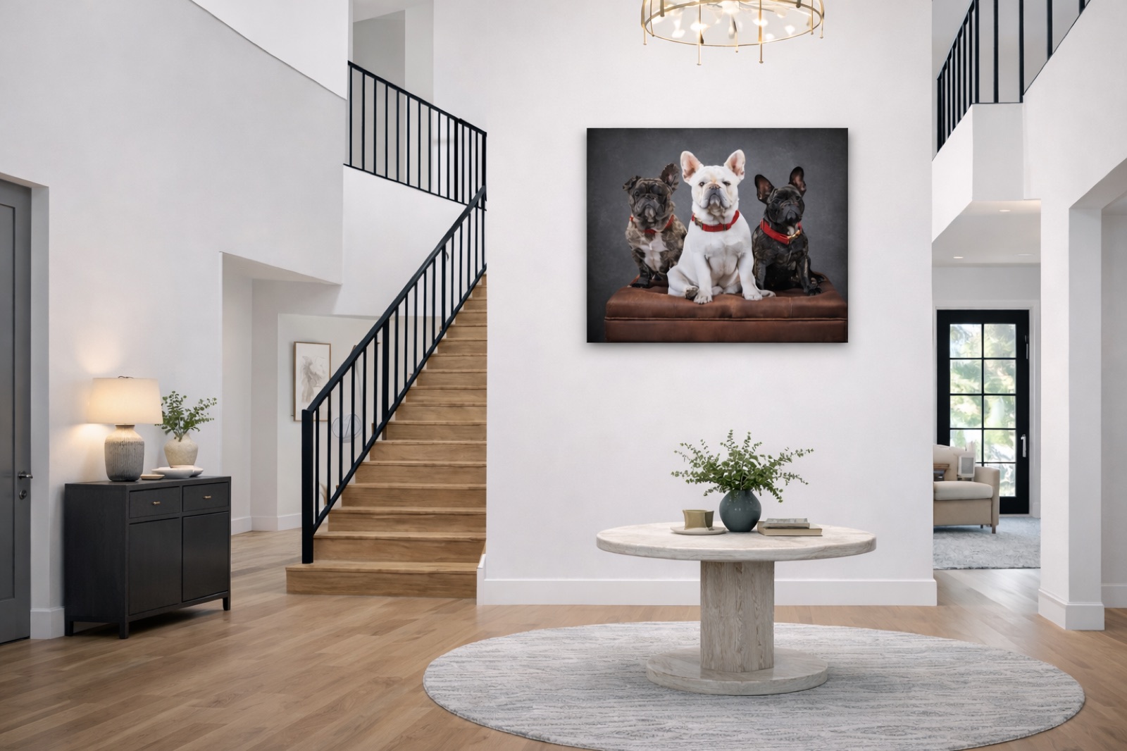 French bulldogs in entryway